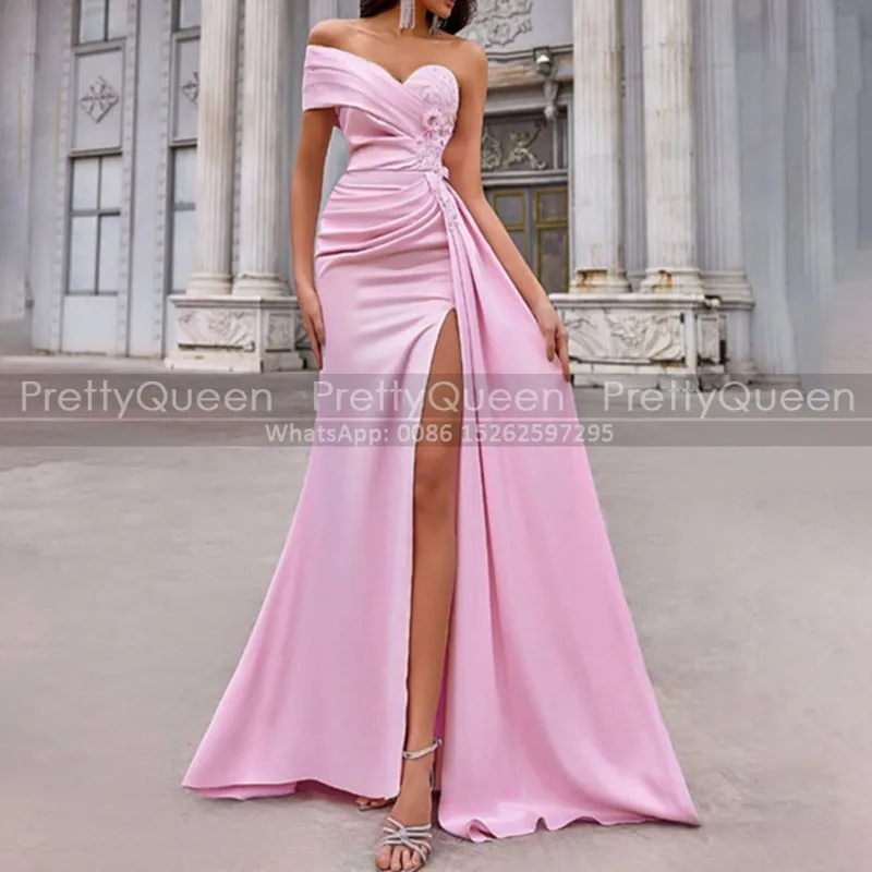 One Shoulder Bridesmaid Dresses Long Mermaid Side Split Appliques Waistline Cap Customized Pink Sheath Wedding Party Dress
One Shoulder Bridesmaid Dresses Long Mermaid Side Split Appliques Waistline Cap Customized Pink Sheath Wedding Party Dress