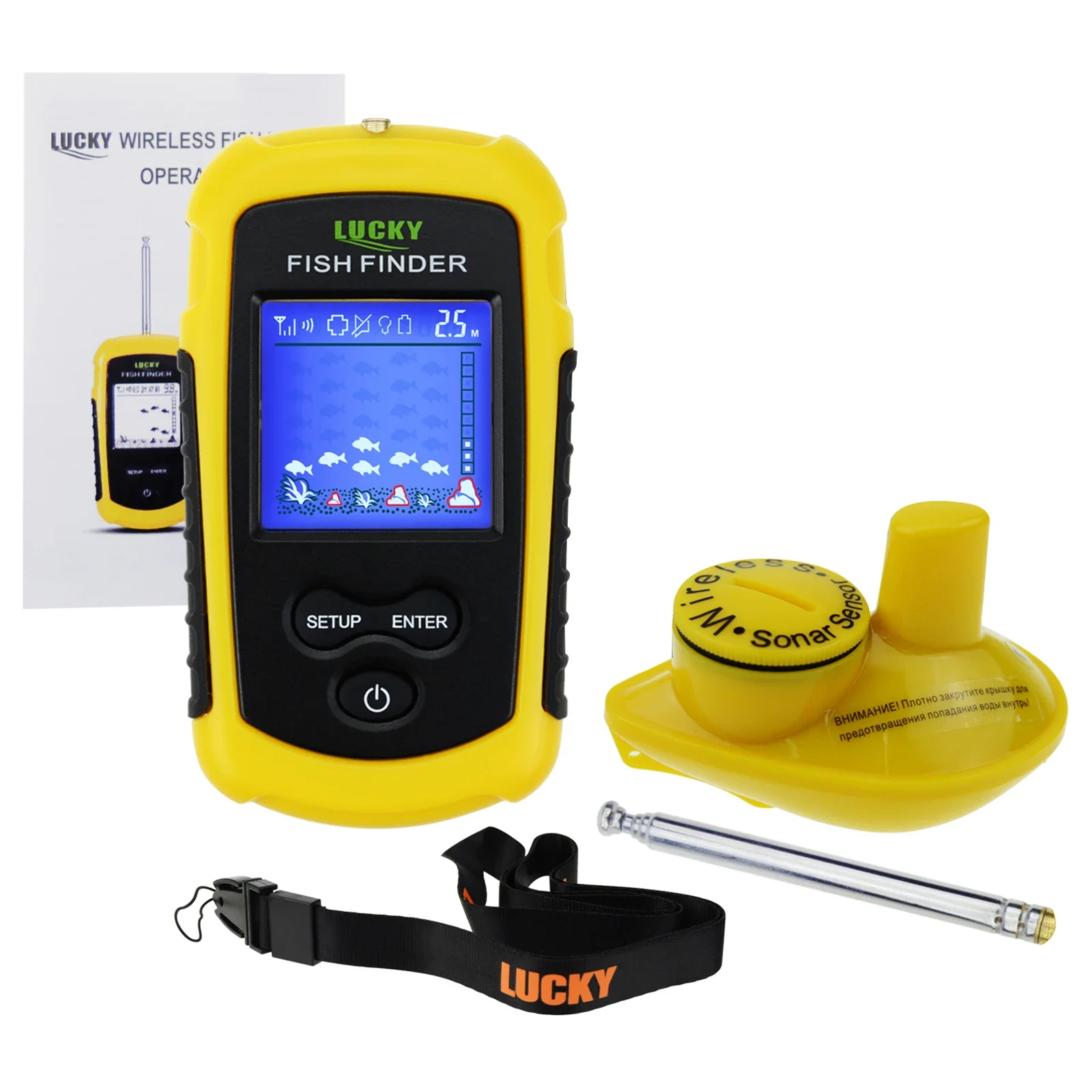 LUCKY FFCW-1108-1 Беспроводной эхолот, эхолот, мутчатый резервуар для воды, морская река, озеро, лодка, каяк, лед, анти-УФ-дисплей, эхолот
LUCKY FFCW-1108-1 Беспроводной эхолот, эхолот, мутчатый резервуар для воды, морская река, озеро, лодка, каяк, лед, анти-УФ-дисплей, эхолот