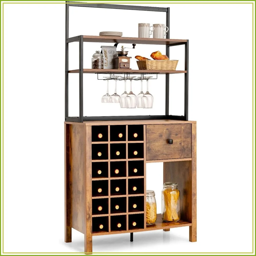 18 Bottle Wine Cabinet Buffet Hutch with Storage Drawer, Wooden Sideboard Wine Rack, Metal Spice Rack with Glass Holder, Kitchen Microwave Stand Living Room
18 Bottle Wine Cabinet Buffet Hutch with Storage Drawer, Wooden Sideboard Wine Rack, Metal Spice Rack with Glass Holder, Kitchen Microwave Stand Living Room