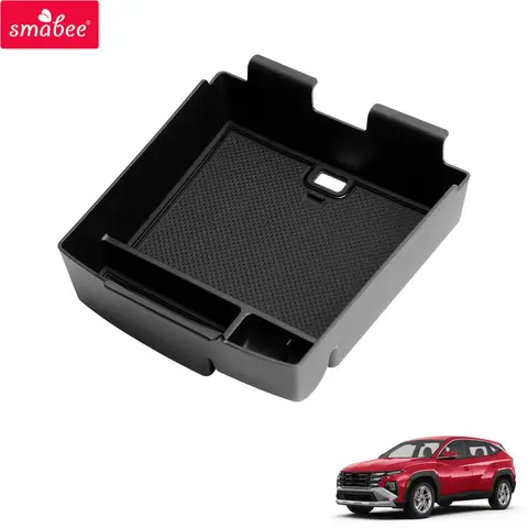 Smabee Left Drive for Hyundai Tucson Hybrid 2025 2026 (Column shift gear Version)Center Console Organizer Tray Accessoreis Black