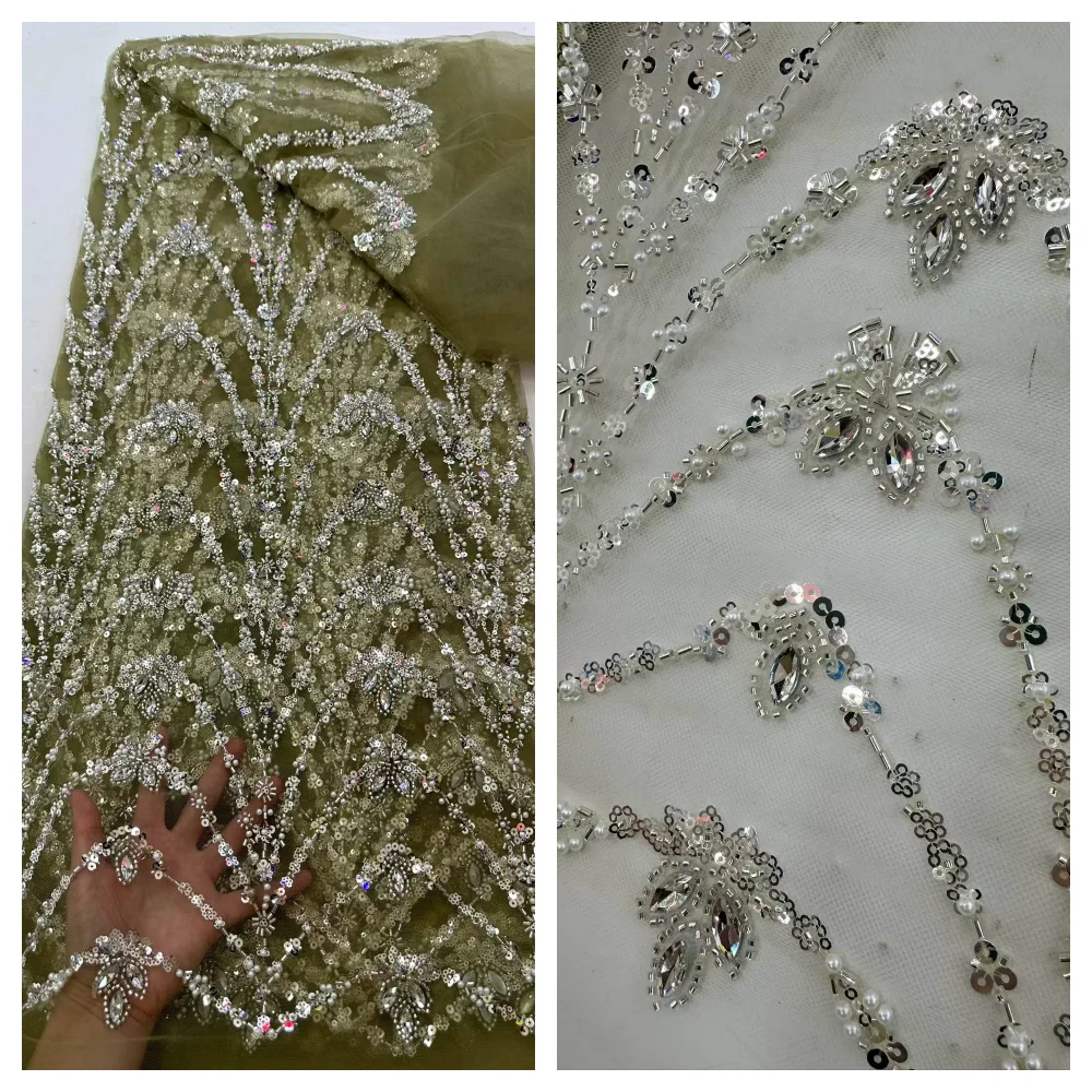 African Mesh Lace Fabric With Sequins 2026 High Quality French Beads Tulle Lace Fabric for Women Party Dresses Material Sewing
African Mesh Lace Fabric With Sequins 2026 High Quality French Beads Tulle Lace Fabric for Women Party Dresses Material Sewing