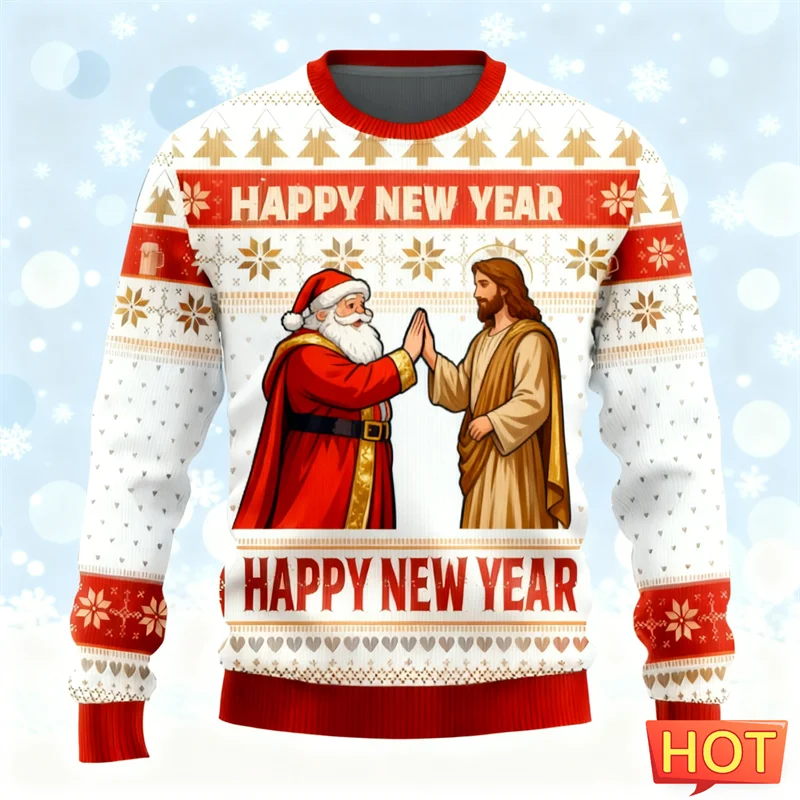 Funny Cartoon Santa Claus Ugly Christmas Sweater Fashion Mens Crew Neck 3D Printed Xmas Sweatshirts Loose Breathable Pullovers
Funny Cartoon Santa Claus Ugly Christmas Sweater Fashion Mens Crew Neck 3D Printed Xmas Sweatshirts Loose Breathable Pullovers
