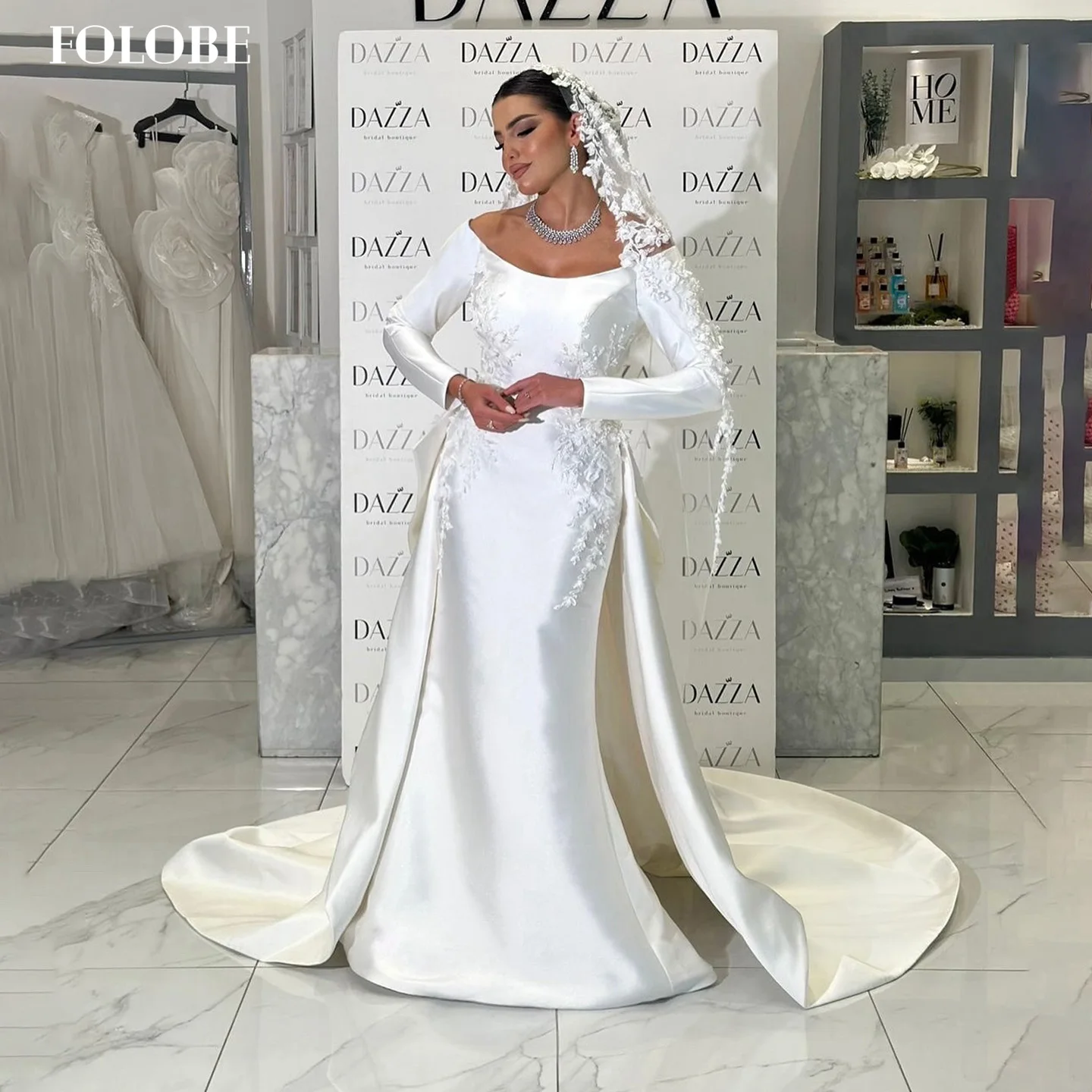FOLOBE Off Shoulder Wedding Dress Woman Mermaid with Flowers Bridal Gowns Appliques Sleeveless Tulle Vestido De Novia Customized
FOLOBE Off Shoulder Wedding Dress Woman Mermaid with Flowers Bridal Gowns Appliques Sleeveless Tulle Vestido De Novia Customized