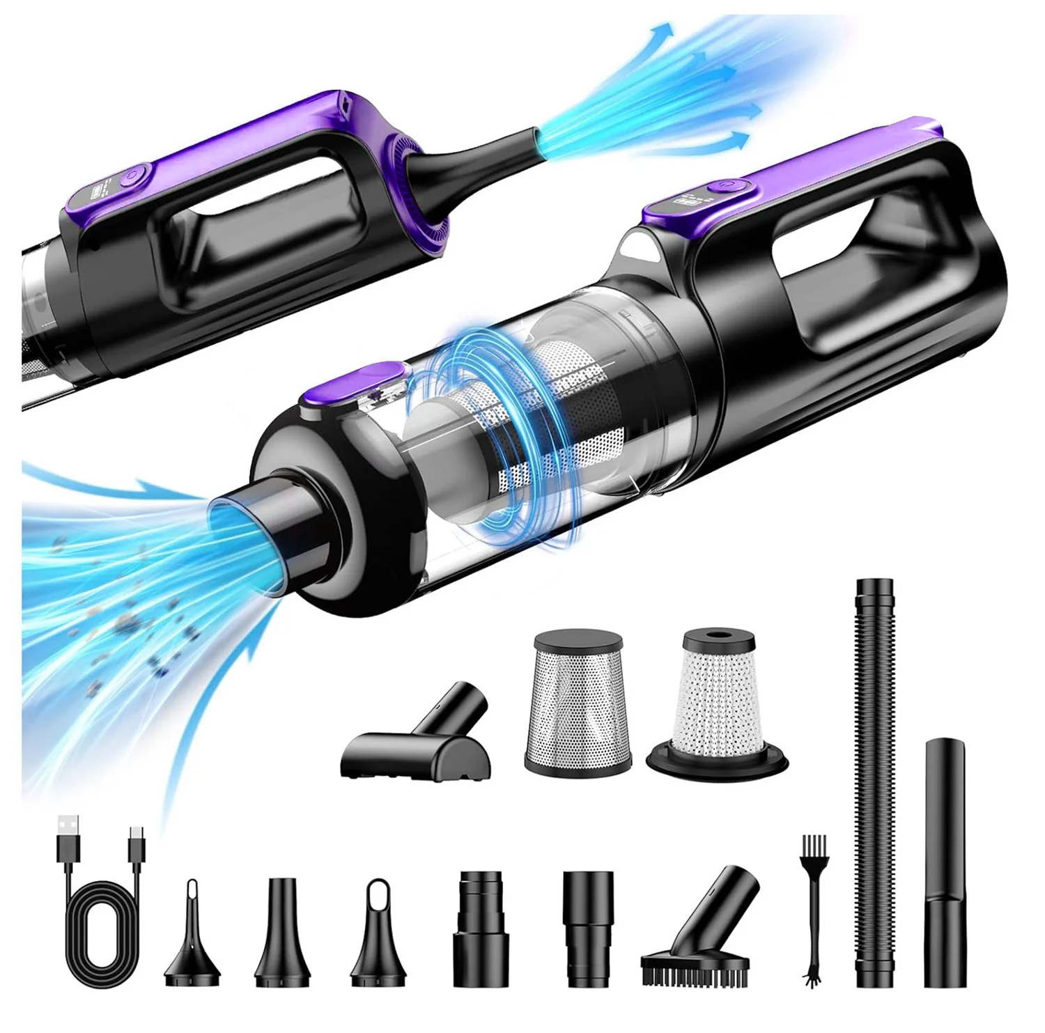 17000Pa Brushless Handheld Multifunctional Air Dust Collector and Vacuum Cleaner for Household Cars
17000Pa Brushless Handheld Multifunctional Air Dust Collector and Vacuum Cleaner for Household Cars