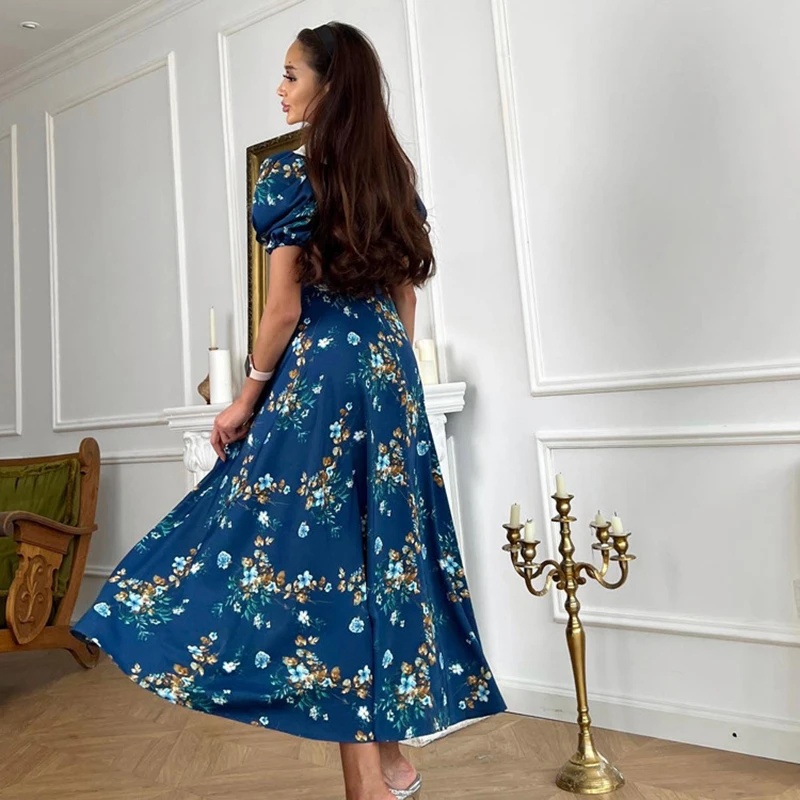 Women Spring Summer High Waist Casual Knee Length Dress Slim Puff Sleeve Long Dress Fashion Peter Pan Collar Printing Dresses
Women Spring Summer High Waist Casual Knee Length Dress Slim Puff Sleeve Long Dress Fashion Peter Pan Collar Printing Dresses