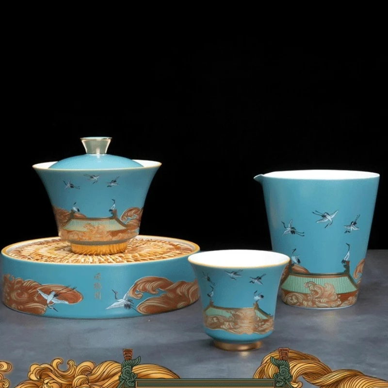 Ceramics Sancai Gaiwan Pot Holder Master Cup Single Cup Tea CupSmells Fair Cup Chinese Tea Set Tea Tureen
Ceramics Sancai Gaiwan Pot Holder Master Cup Single Cup Tea CupSmells Fair Cup Chinese Tea Set Tea Tureen