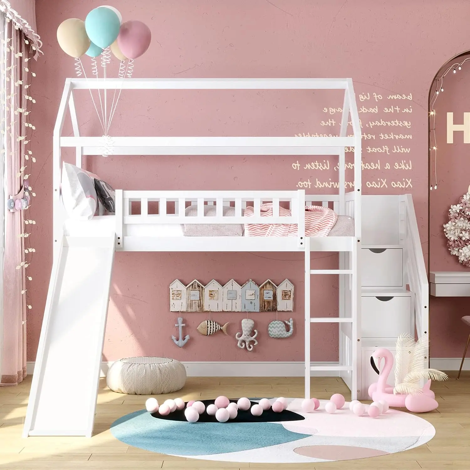 Twin Loft Bed With Stairs And Slide, Wooden House Loft Bed With Slide, Loft Bed Twin With Storage Staircase, Kids Loft Bed
Twin Loft Bed With Stairs And Slide, Wooden House Loft Bed With Slide, Loft Bed Twin With Storage Staircase, Kids Loft Bed