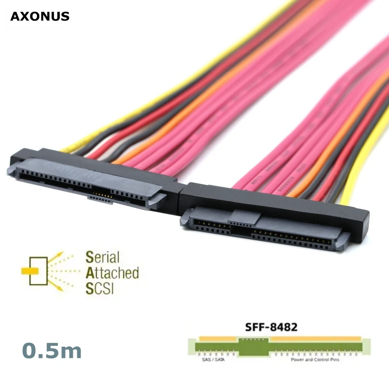 0.5m MINI SAS SFF-8482 29P Female to SAS SFF-8482 Female Red Server Hard Disk Conversion Cable