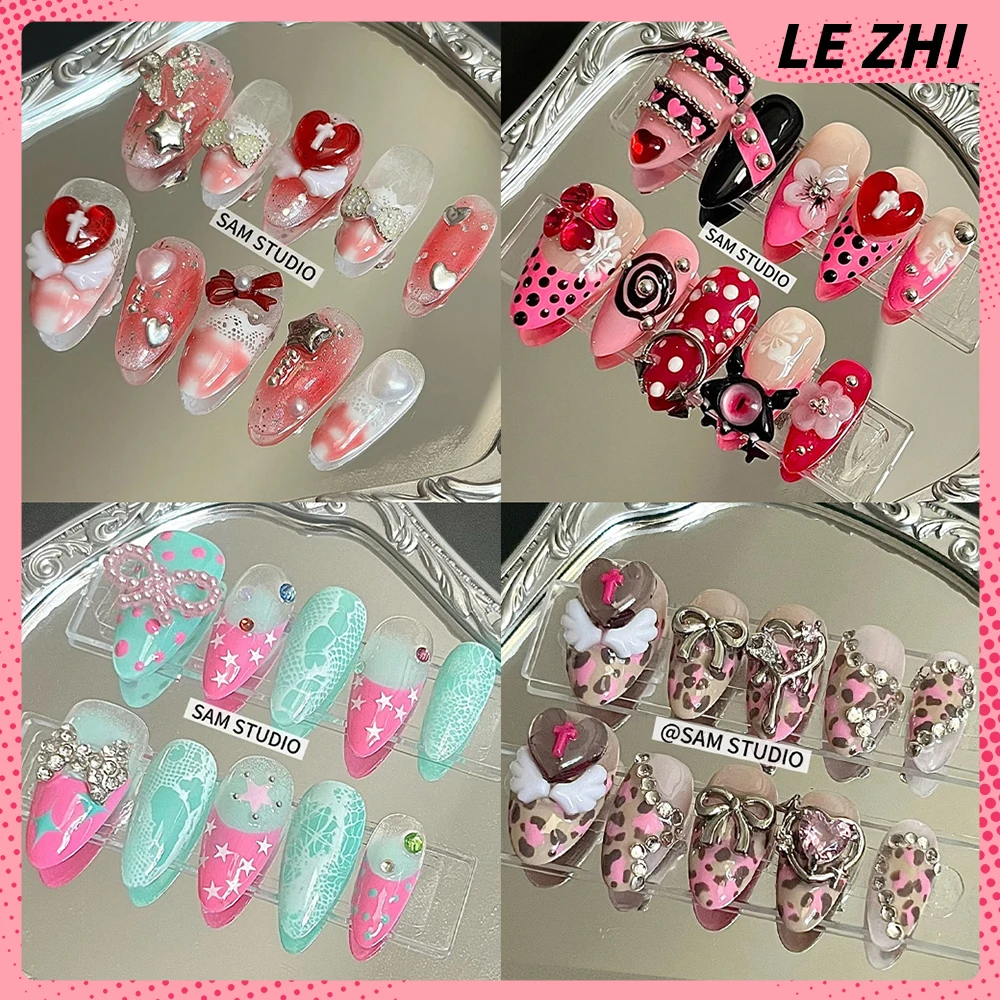 10Pcs Y2K Spice Girl Handmade Almond Wearable Full Cover Nails Wings Bowknot Leopard Print Diamond Polka Point Press On Nails
10Pcs Y2K Spice Girl Handmade Almond Wearable Full Cover Nails Wings Bowknot Leopard Print Diamond Polka Point Press On Nails