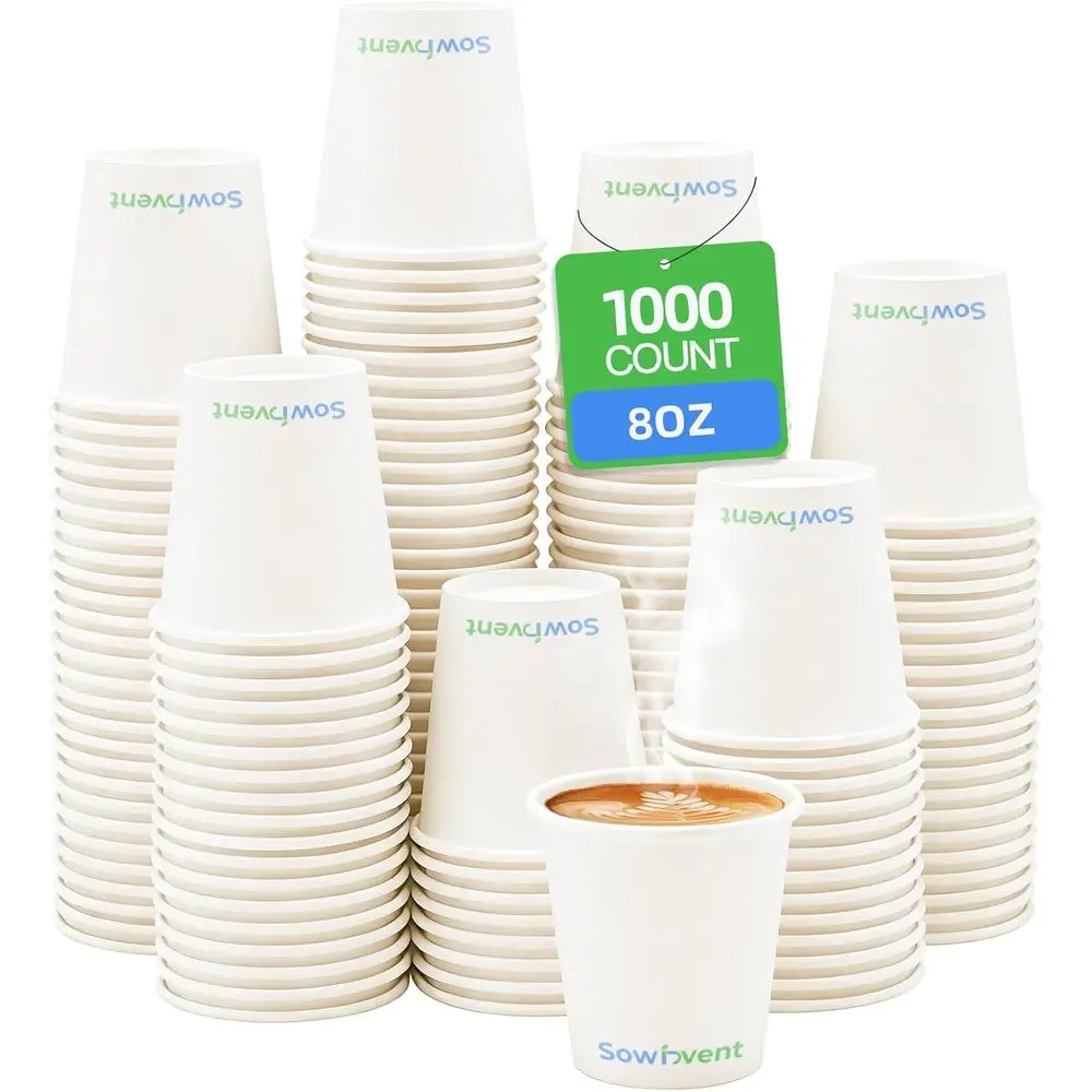 8 oz Disposable Paper Cups - 1000 Pack, Ideal for Cold Beverages, Tea, Juice, and Water, Great for Home or Travel
8 oz Disposable Paper Cups - 1000 Pack, Ideal for Cold Beverages, Tea, Juice, and Water, Great for Home or Travel