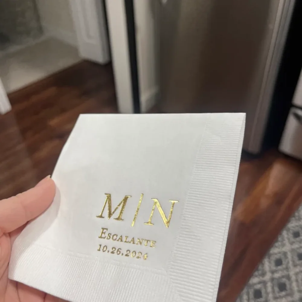 50Pcs Personalized Wedding Cocktail Napkins - Anniversary Engagement Printed Custom Monogram Beverage Rehearsal Dinner Gold Foil
50Pcs Personalized Wedding Cocktail Napkins - Anniversary Engagement Printed Custom Monogram Beverage Rehearsal Dinner Gold Foil