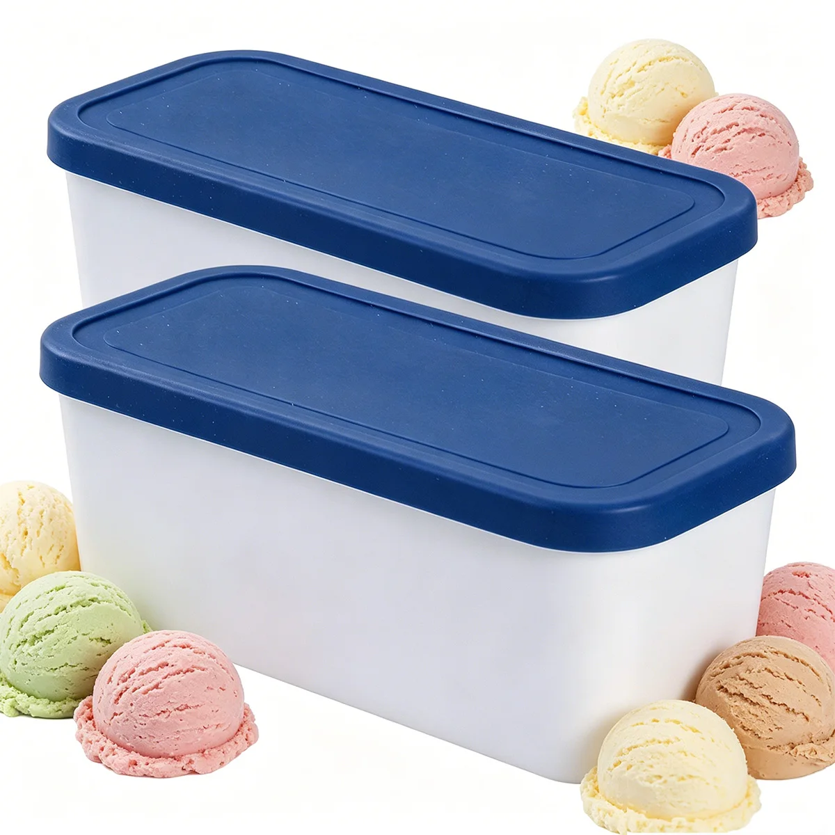 2pack Ice Cream Containers, Premium Reusable Freezer Storage for Homemade Ice Cream Tub, Flexible Silicone Lids, Stackable
2pack Ice Cream Containers, Premium Reusable Freezer Storage for Homemade Ice Cream Tub, Flexible Silicone Lids, Stackable