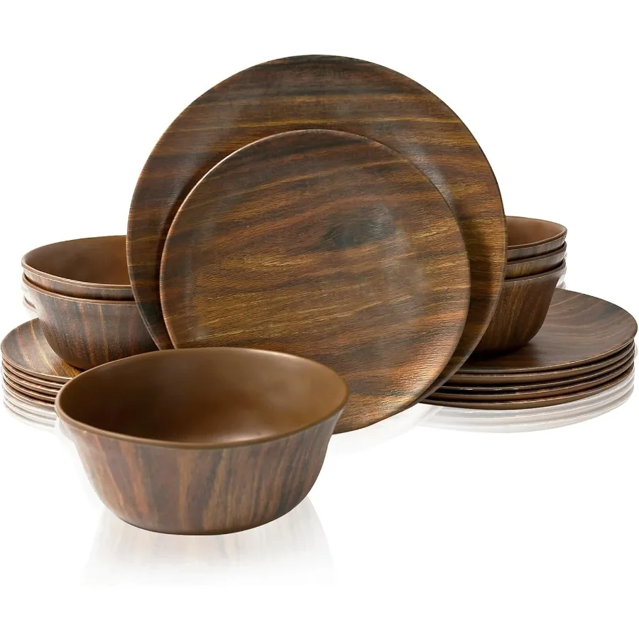 18Piece Dinnerware Set Dishes Set with Bowls and Plates Service for 6 Nonbreakable Lightweight Dining Tableware Rosewood Grain
18Piece Dinnerware Set Dishes Set with Bowls and Plates Service for 6 Nonbreakable Lightweight Dining Tableware Rosewood Grain