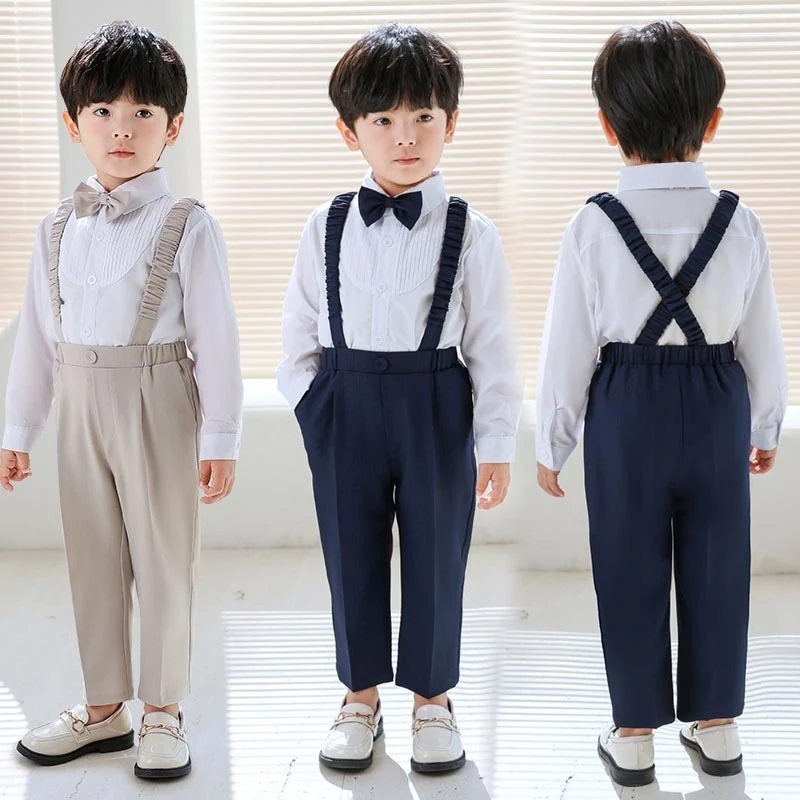 School Uniform for Boys Long Sleeve Shirt Back Strap Pants Outfits Children Formal Wedding Costume Toddler Birthday Blazer Set
School Uniform for Boys Long Sleeve Shirt Back Strap Pants Outfits Children Formal Wedding Costume Toddler Birthday Blazer Set