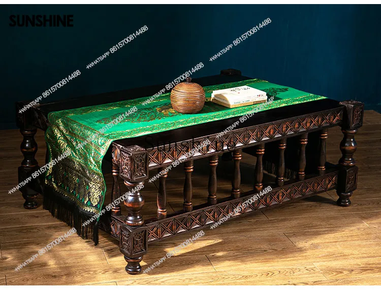 Solid wood coffee table log furniture club elm wood carving flower double layer coffee tableX
Solid wood coffee table log furniture club elm wood carving flower double layer coffee tableX