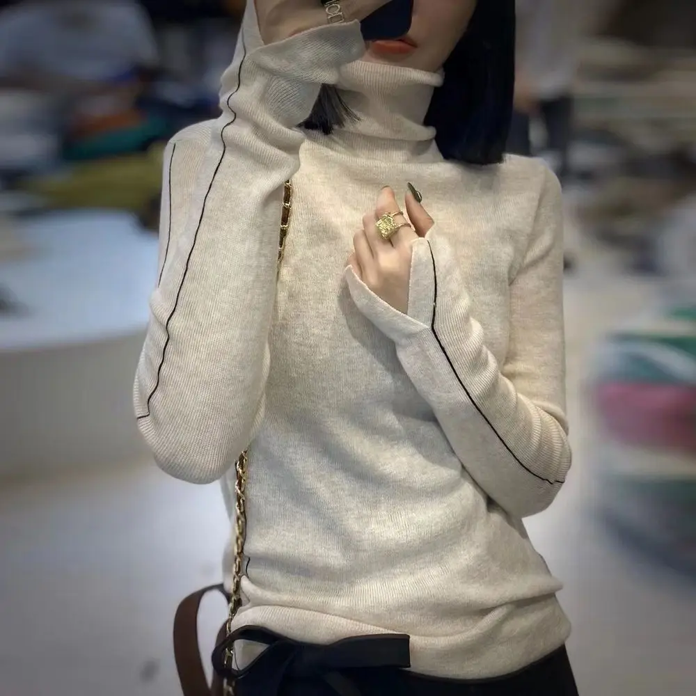 Тонкий вязаный свитер с высоким воротником, Базовая рубашка для женщин на весну 2024, облегающая Универсальная мягкая и эластичная стильная рубашка с длинным рукавом
Тонкий вязаный свитер с высоким воротником, Базовая рубашка для женщин на весну 2024, облегающая Универсальная мягкая и эластичная стильная рубашка с длинным рукавом