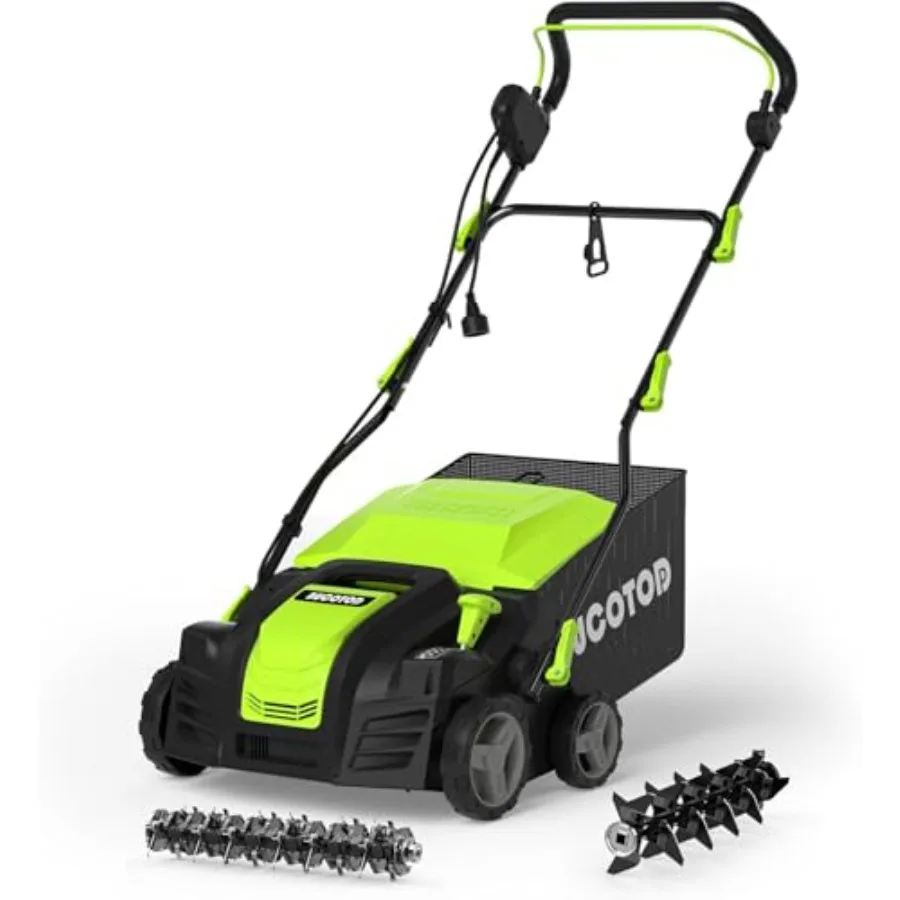 2-in-1 Electric Dethatcher and Scarifier 13-Inch Raking and Scarifying Turf Dethatcher and with 4-Position Height Adjustment 14
2-in-1 Electric Dethatcher and Scarifier 13-Inch Raking and Scarifying Turf Dethatcher and with 4-Position Height Adjustment 14