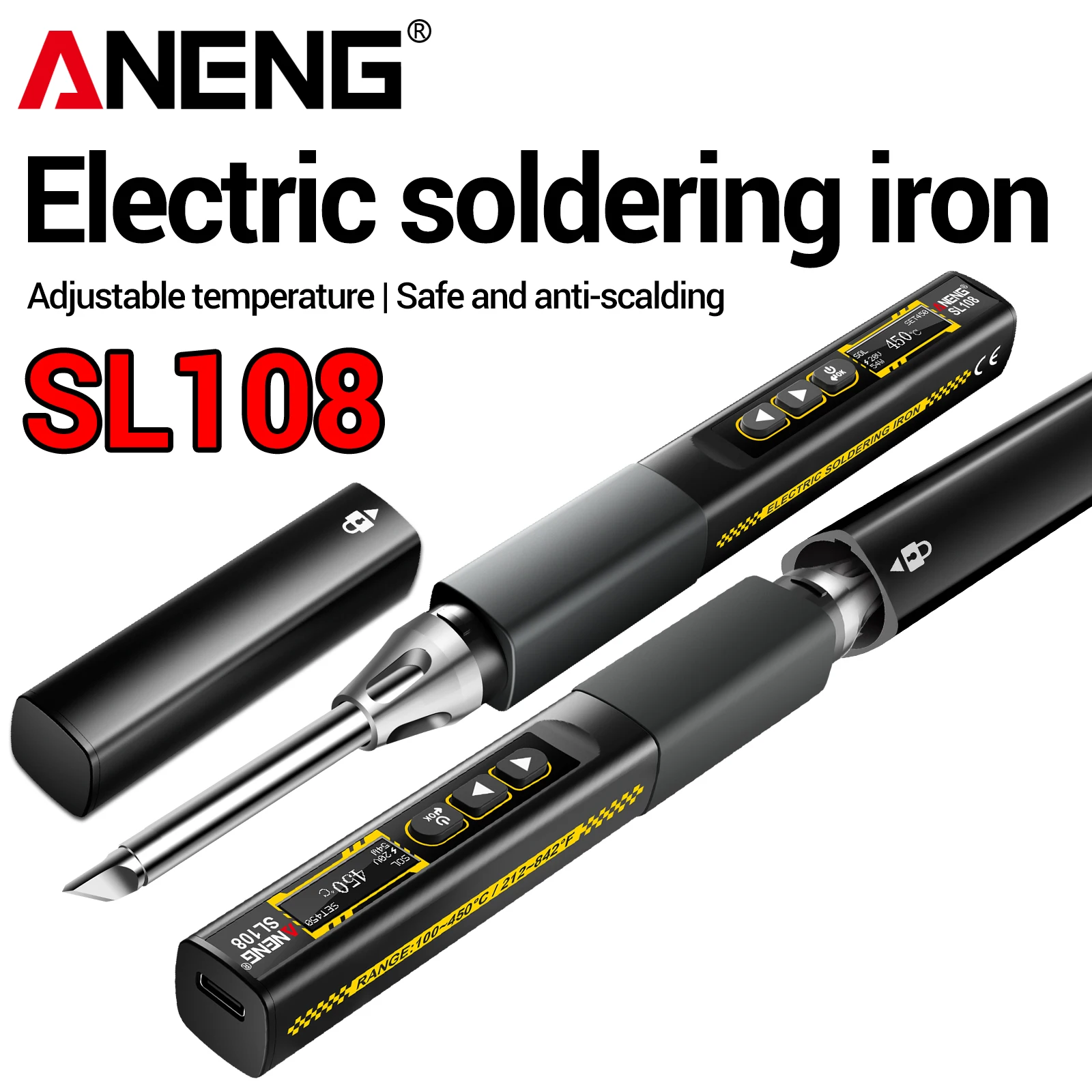ANENG SL108 High Power Electric Soldering IronIntelligent Temperature Control Quick Heat Ceramic Core Precision Welding Tool
ANENG SL108 High Power Electric Soldering IronIntelligent Temperature Control Quick Heat Ceramic Core Precision Welding Tool