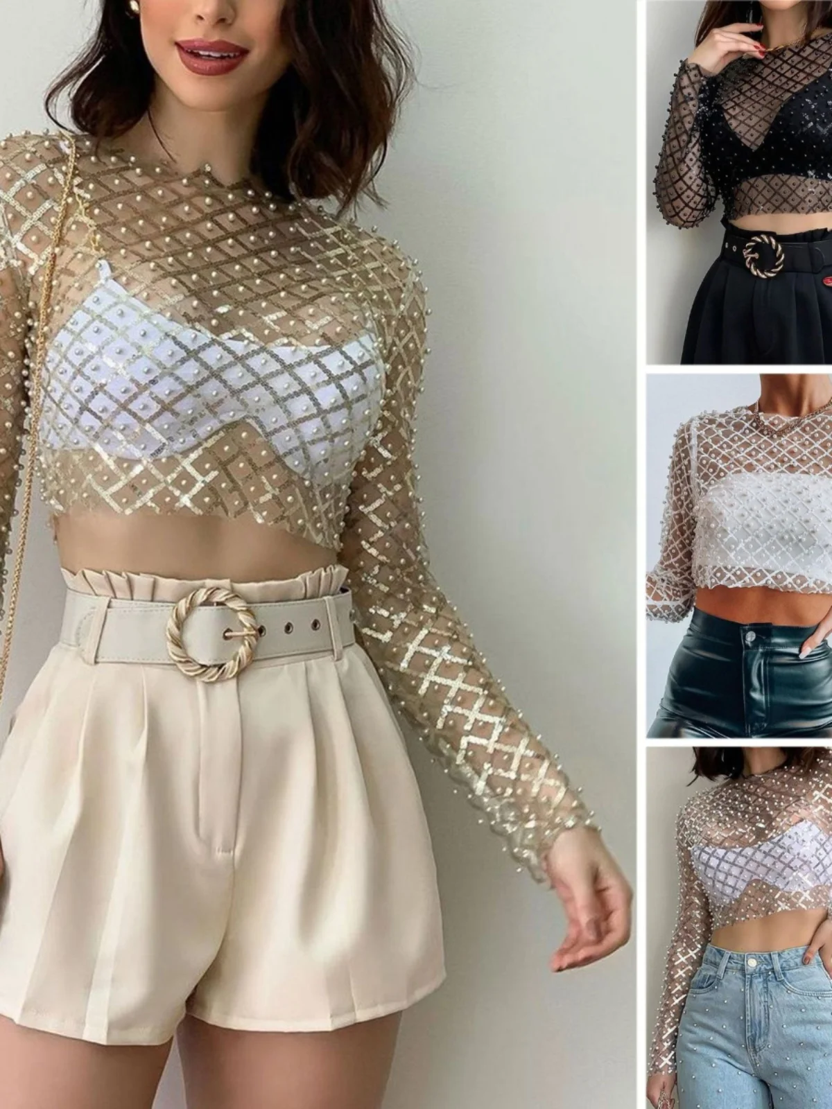 Sexy Sequined Long Sve T-irt Me Bright Particle Top Women's Faion Spring round Ne ort Sle Geometric Pattern
Sexy Sequined Long Sve T-irt Me Bright Particle Top Women's Faion Spring round Ne ort Sle Geometric Pattern