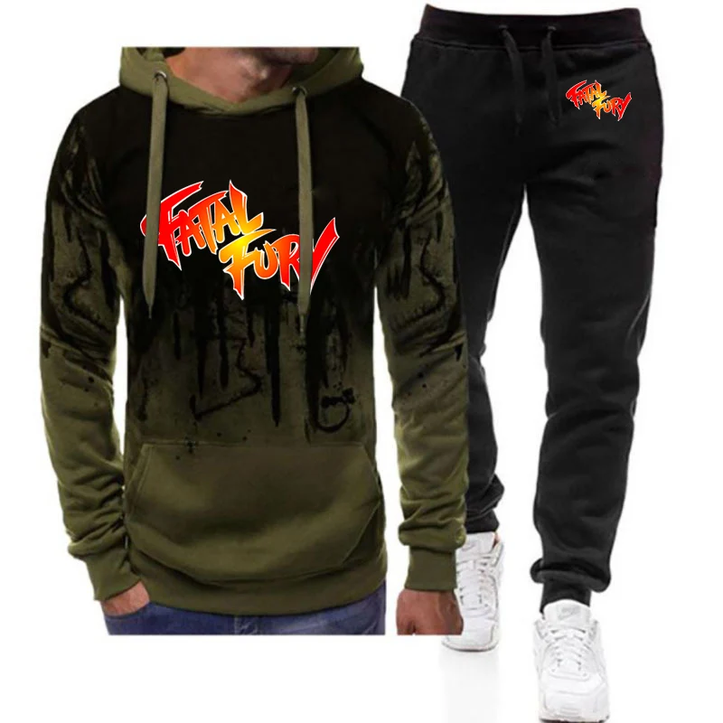 2025 Spring Autumn Men's Terry Bogard Fatal Fury Logo Print Fashion Gradient Color Pullover Hoodies+Casual Sweatpants Cotton Set
2025 Spring Autumn Men's Terry Bogard Fatal Fury Logo Print Fashion Gradient Color Pullover Hoodies+Casual Sweatpants Cotton Set