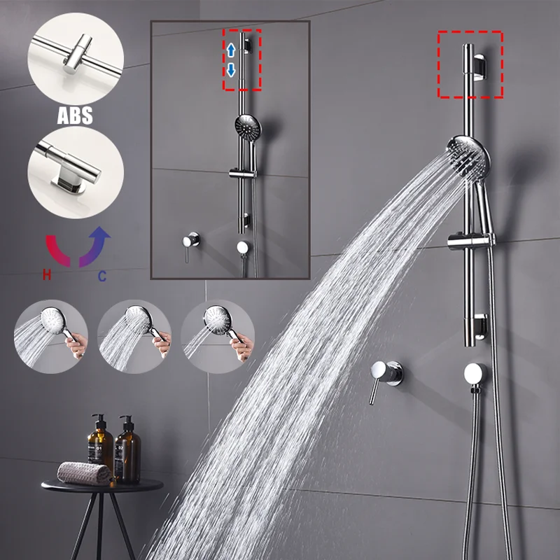 Wall Mounted Bathroom Shower Set Chrome 3 Function Handheld Faucet with 1.5M Hose Adjustable Lifting Rod for Easy Shower
Wall Mounted Bathroom Shower Set Chrome 3 Function Handheld Faucet with 1.5M Hose Adjustable Lifting Rod for Easy Shower