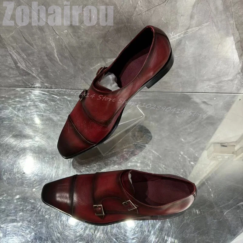 Burgandy Sewing Design Buckle Decor Double Monk Loafers Fashion Slip On Men Shoes Luxury Handmade Party Office Men Dress Shoes
Burgandy Sewing Design Buckle Decor Double Monk Loafers Fashion Slip On Men Shoes Luxury Handmade Party Office Men Dress Shoes