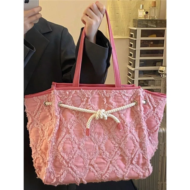 JIAERDI Sweet Cute Pink Quilted Canvas Tote Bag Women Large Capacity School Commuter Bag Ladies Drawstring Shoulder Bags 2025
JIAERDI Sweet Cute Pink Quilted Canvas Tote Bag Women Large Capacity School Commuter Bag Ladies Drawstring Shoulder Bags 2025