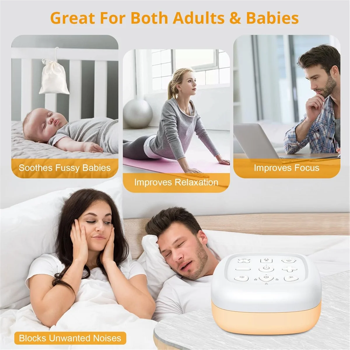 SVFE-gWireless White Noise Machine Sound Machine 30 Sounds Sleeping Aid ,7 Colour Baby Night Light with 3min
SVFE-gWireless White Noise Machine Sound Machine 30 Sounds Sleeping Aid ,7 Colour Baby Night Light with 3min