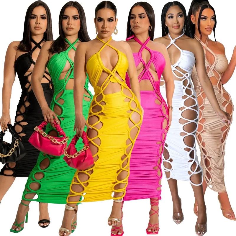 SKMY Halter Neck Sleeveless Slip Sexy Lace-Up Hollow Out Maxi Dress 2024 New Fashion Evening Party Women Elegant Streetwear Y2K
SKMY Halter Neck Sleeveless Slip Sexy Lace-Up Hollow Out Maxi Dress 2024 New Fashion Evening Party Women Elegant Streetwear Y2K