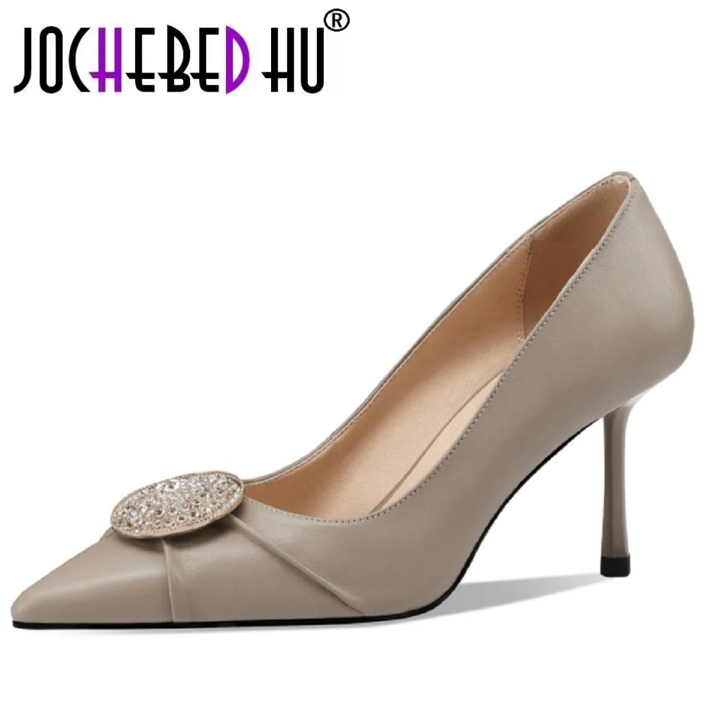 【JOCHEBED HU】Women's Handmade Genuine Leather High Heels Shallow Mouth Shoes Pointed Toe Thin Heel Water Diamond Buckl 33-43
【JOCHEBED HU】Women's Handmade Genuine Leather High Heels Shallow Mouth Shoes Pointed Toe Thin Heel Water Diamond Buckl 33-43