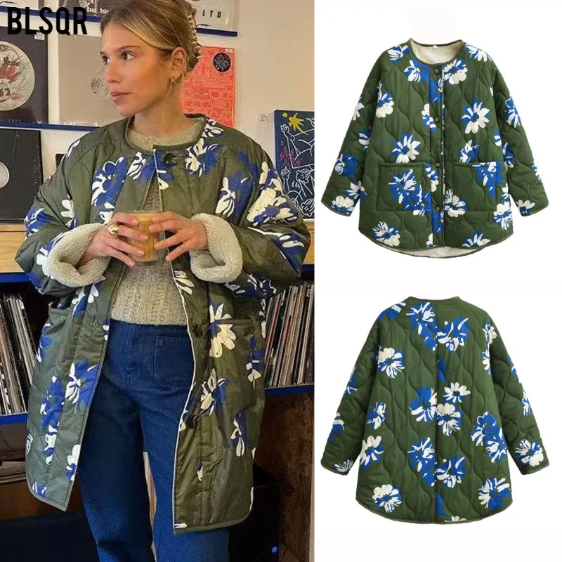 Женская однобортная хлопковая куртка с цветочным принтом и круглым вырезом в европейском и американском стиле, осенне-зимняя тонкая уличная одежда C91709
Женская однобортная хлопковая куртка с цветочным принтом и круглым вырезом в европейском и американском стиле, осенне-зимняя тонкая уличная одежда C91709