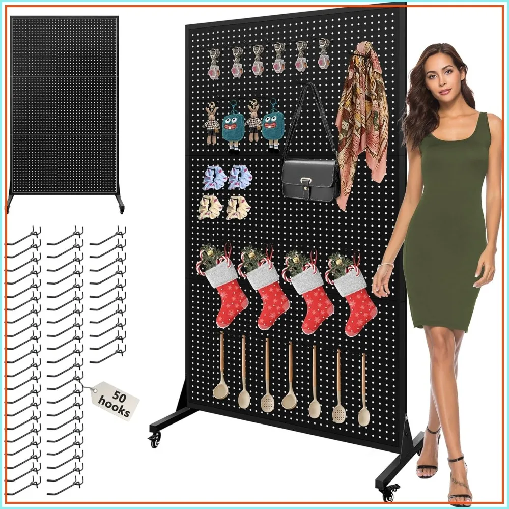 3.5x6 FT Metal Pegboard Display Stand with 50 Hooks, Large Standing Pegboard on Wheels, T-Base Art Display for Retail Store Exhibitions
3.5x6 FT Metal Pegboard Display Stand with 50 Hooks, Large Standing Pegboard on Wheels, T-Base Art Display for Retail Store Exhibitions