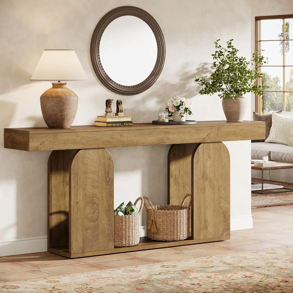 Farmhouse Wood Console Table, 70.9-Inch Entryway Accent Table with U-Shaped Base, 2-Tier Extra Long Sofa Tables for Entrance.
Farmhouse Wood Console Table, 70.9-Inch Entryway Accent Table with U-Shaped Base, 2-Tier Extra Long Sofa Tables for Entrance.