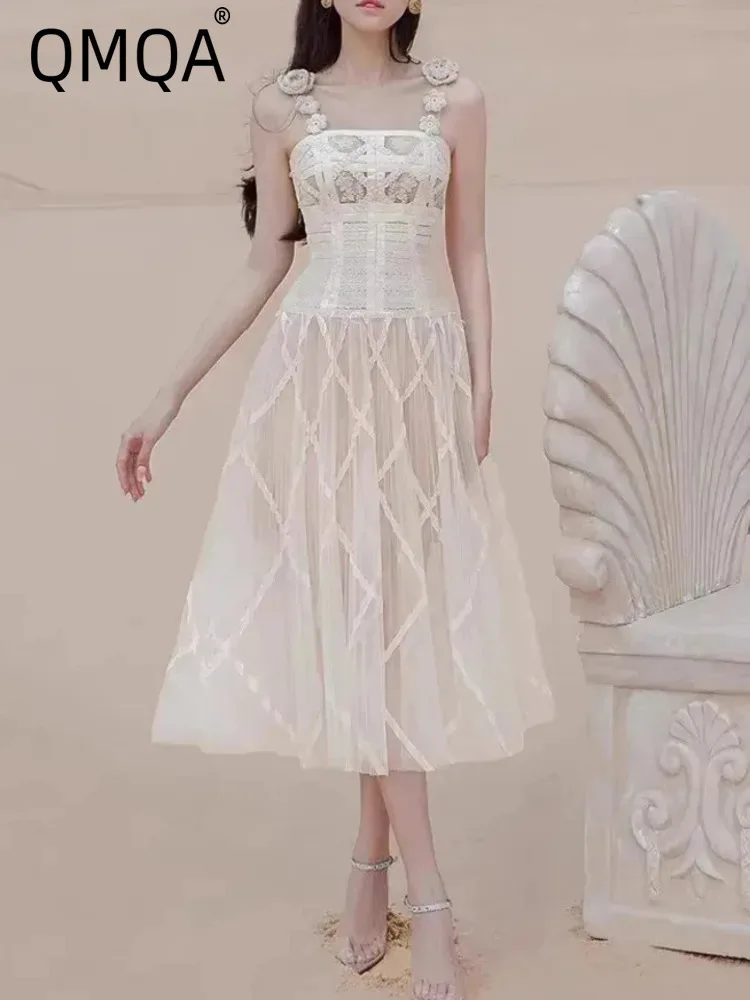 QMQA Fashion Women's Elegant Dresses 3D Flower Embroidery Lace Gauze Patch Work Slim Waist Dress 2025 New Clothing 1A333
QMQA Fashion Women's Elegant Dresses 3D Flower Embroidery Lace Gauze Patch Work Slim Waist Dress 2025 New Clothing 1A333