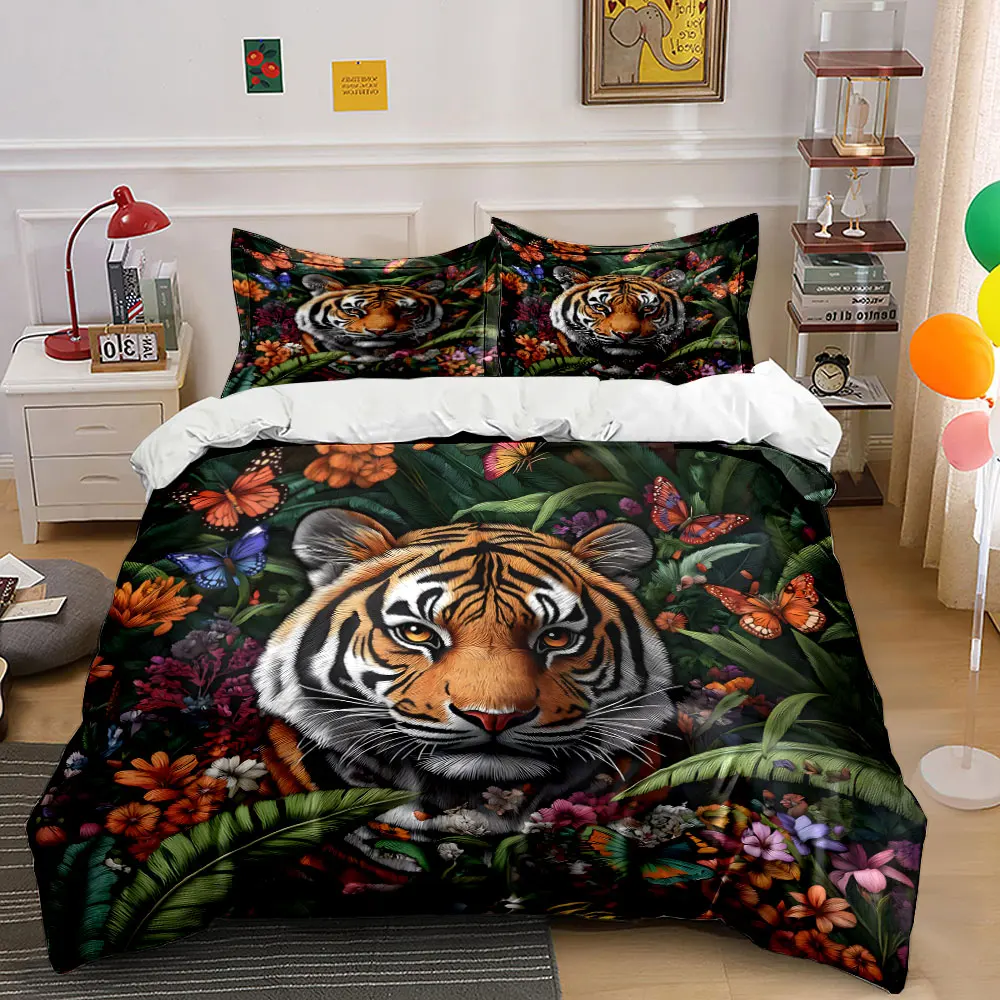 Tiger flowers, butterflies, foliage Print Bedding Set 1 Duvet Cover 2 Pillowcases for Adult and Children Luxury Gift Full Size
Tiger flowers, butterflies, foliage Print Bedding Set 1 Duvet Cover 2 Pillowcases for Adult and Children Luxury Gift Full Size