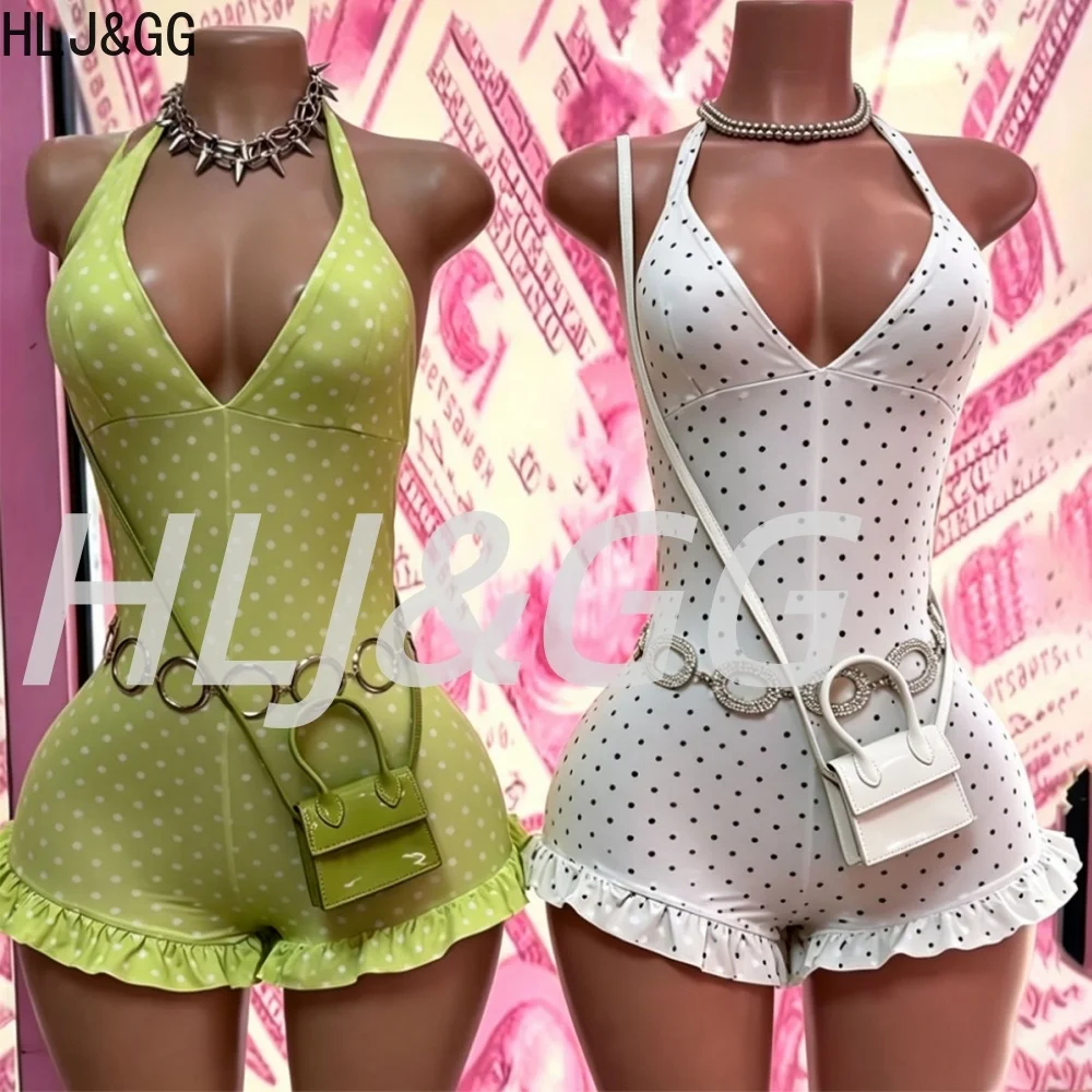 HLJ&GG Sexy Hot Girl Polka Dot Print Ruffle Bodycon One Piece Rompers Women Halter Backless Lace Up Playsuits Fashion Overalls
HLJ&GG Sexy Hot Girl Polka Dot Print Ruffle Bodycon One Piece Rompers Women Halter Backless Lace Up Playsuits Fashion Overalls