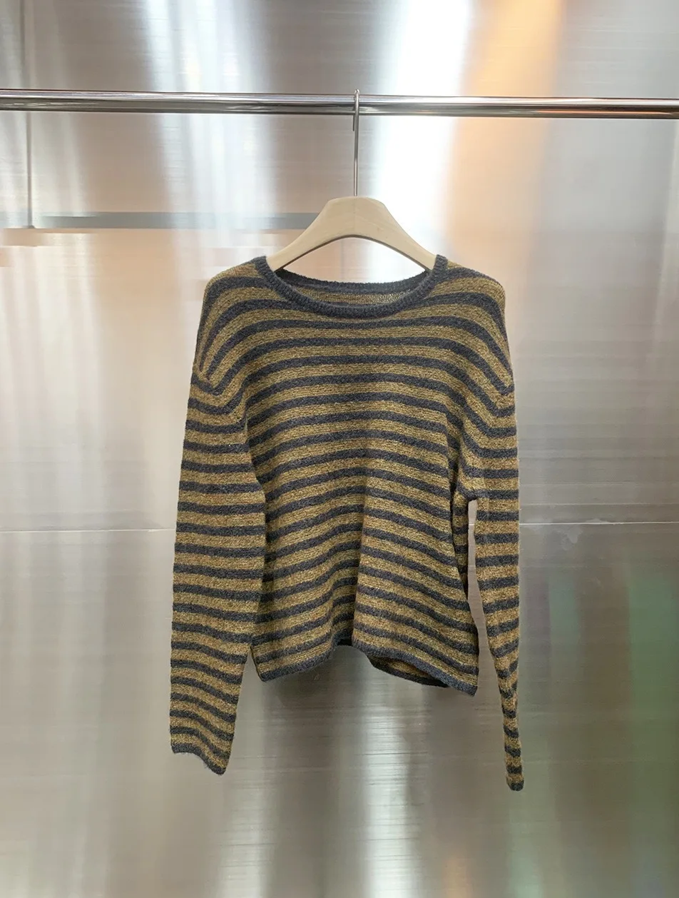 Женский вязаный свитер Ele в полоску, свободный повседневный джемпер с круглым вырезом, осенне-зимняя новинка, комфортный шерстяной топ
Женский вязаный свитер Ele в полоску, свободный повседневный джемпер с круглым вырезом, осенне-зимняя новинка, комфортный шерстяной топ