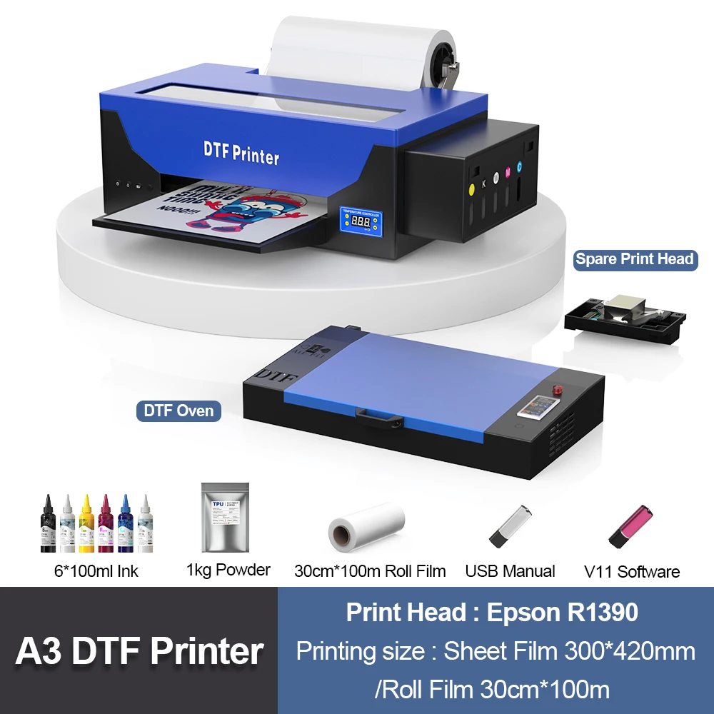 A3 DTF Printer for Epson R1390 Printhead Directly to Film DTF Printer with DTF Oven Shaker A3 DTF Printer for Clothes T-shirt
A3 DTF Printer for Epson R1390 Printhead Directly to Film DTF Printer with DTF Oven Shaker A3 DTF Printer for Clothes T-shirt