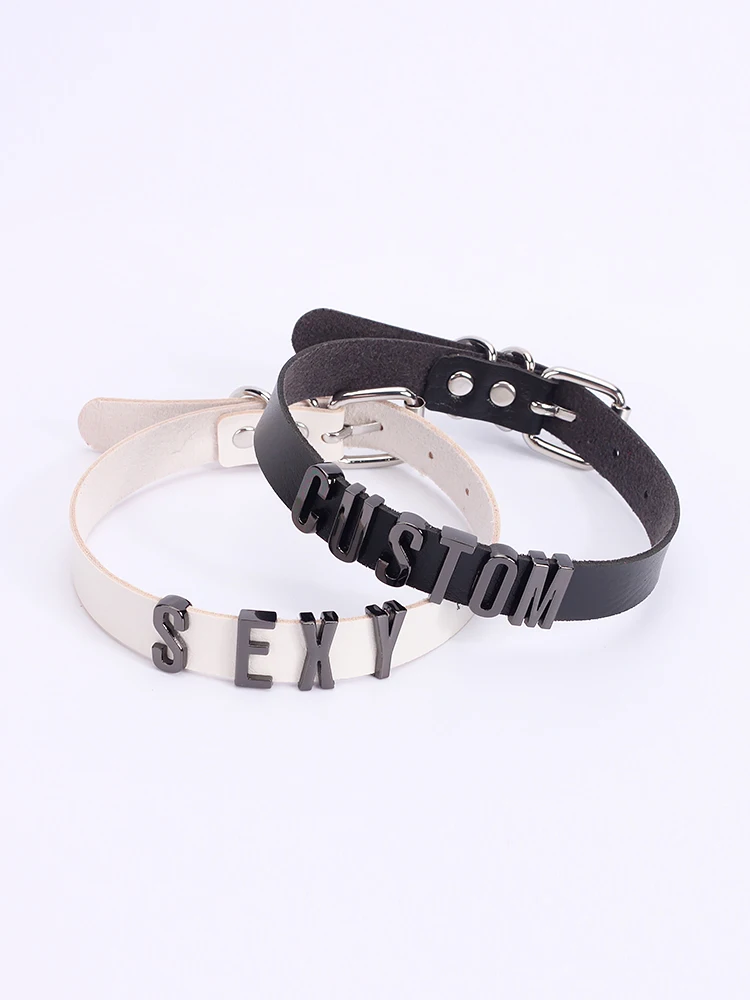 Custom Black Letters Leather Choker Necklace Chockers Vintage Gothic Jewelry Goth Necklace for Women Collar Femme 18mm
Custom Black Letters Leather Choker Necklace Chockers Vintage Gothic Jewelry Goth Necklace for Women Collar Femme 18mm
