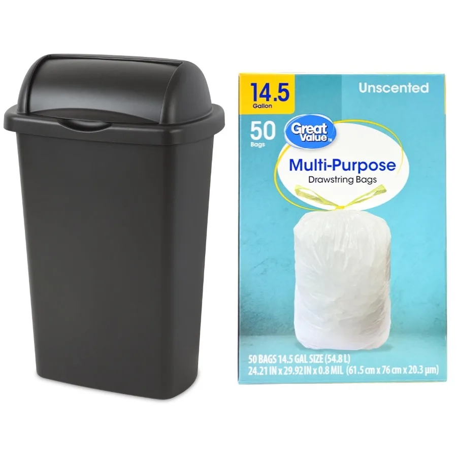 13 Gallon Kitchen Trash Can with Roll Top Lid, Plastic Garbage Bin for Home Office Use, Slim Design in Black, Includes Trash Ba
13 Gallon Kitchen Trash Can with Roll Top Lid, Plastic Garbage Bin for Home Office Use, Slim Design in Black, Includes Trash Ba