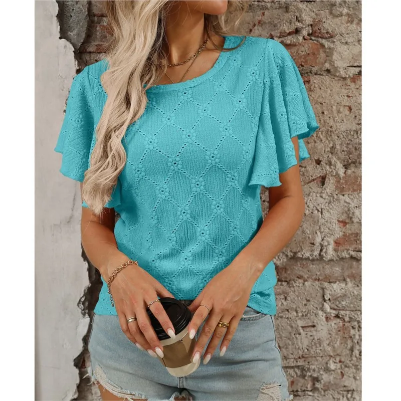 Elegant Knitted Top for Women 2026 Summer Round Neck Short-sleeved Hollow out Pullover Tops Casual T-shirt Simple Daily Office
Elegant Knitted Top for Women 2026 Summer Round Neck Short-sleeved Hollow out Pullover Tops Casual T-shirt Simple Daily Office