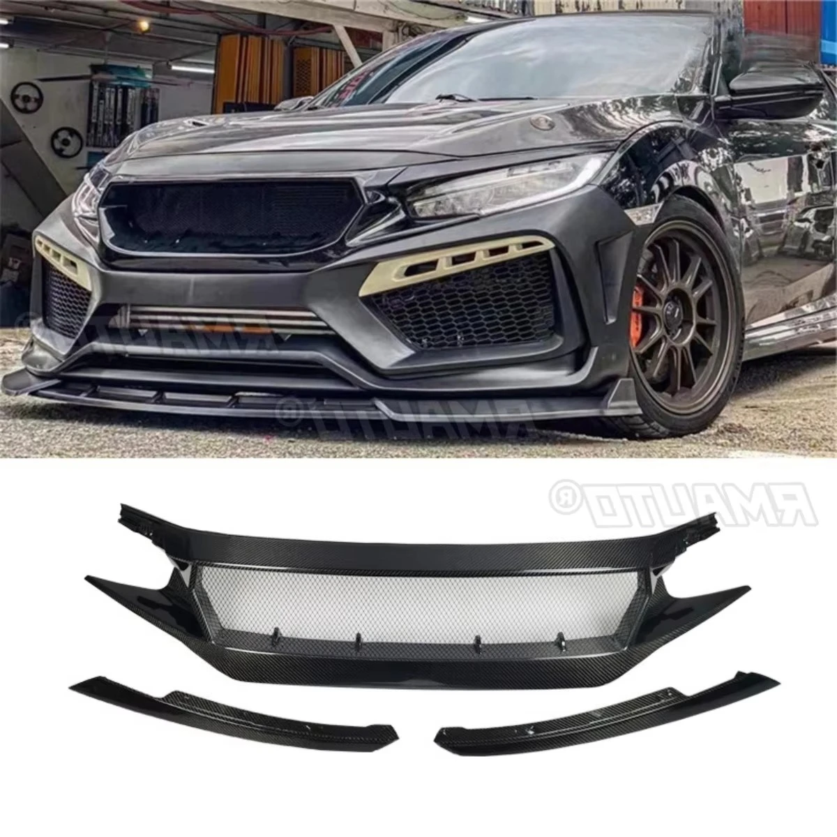 For Honda Civic 10th N1 Sport Real Carbon Fiber Body Kit Car Bumper Racing Grills Decorative Strips Front Bumper Grill Exterior
For Honda Civic 10th N1 Sport Real Carbon Fiber Body Kit Car Bumper Racing Grills Decorative Strips Front Bumper Grill Exterior