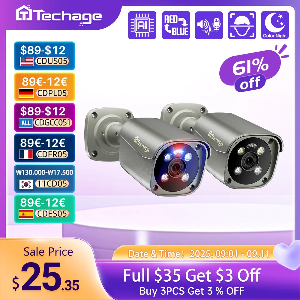 Techage UHD 5MP 4K 8MP камера безопасности POE Smart AI Человек обнаруживает наружное двустороннее аудио IP камера CCTV 
Techage UHD 5MP 4K 8MP камера безопасности POE Smart AI Человек обнаруживает наружное двустороннее аудио IP камера CCTV