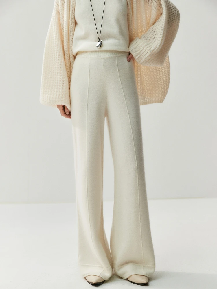 CHICUU Women's Cashmere Pants 100% Cashmere Knit Wide Leg Pants Autumn Winter Thick Warm Office Lady Simple Long Trousers
CHICUU Women's Cashmere Pants 100% Cashmere Knit Wide Leg Pants Autumn Winter Thick Warm Office Lady Simple Long Trousers