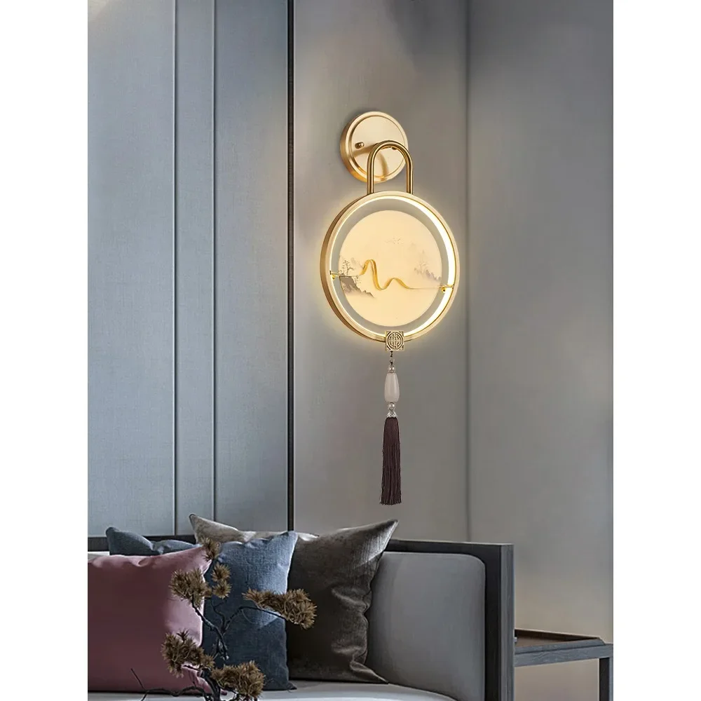 New Chinese style wall lamp, all copper, high-end Chinese style Zen style bedroom, bedside lamp, tea room, study, enamel colored
New Chinese style wall lamp, all copper, high-end Chinese style Zen style bedroom, bedside lamp, tea room, study, enamel colored