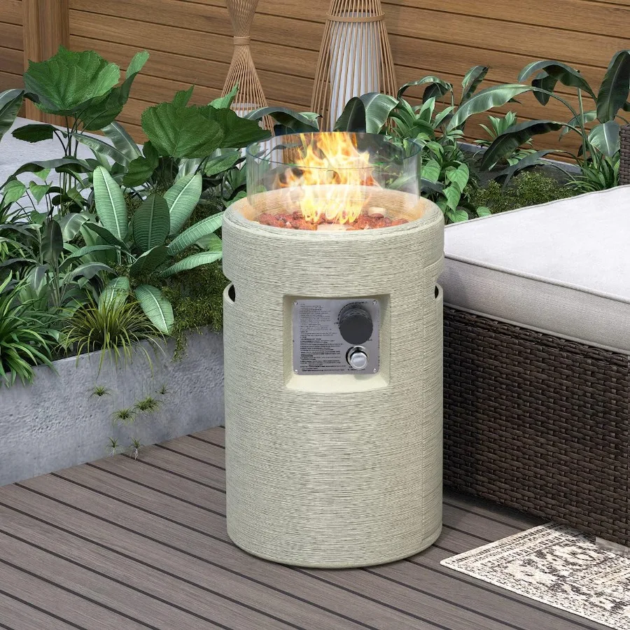 Outdoor Propane Fire Pit Table with StoneLike Design and Glass Wind Guard for Garden Lighting Waterproof Cover Included 40000BT
Outdoor Propane Fire Pit Table with StoneLike Design and Glass Wind Guard for Garden Lighting Waterproof Cover Included 40000BT