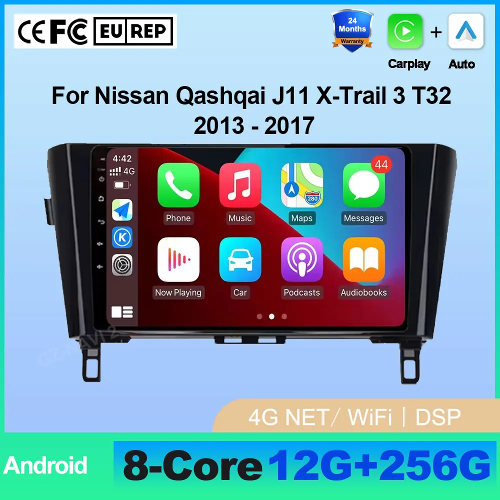 For Nissan Qashqai J11 X-Trail 3 T32 2013 - 2017 Car Radio Multimedia Stereo DSP GPS Navigation Wireless Carplay Android 16 SWC
For Nissan Qashqai J11 X-Trail 3 T32 2013 - 2017 Car Radio Multimedia Stereo DSP GPS Navigation Wireless Carplay Android 16 SWC