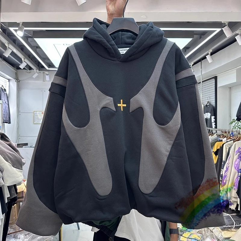 Patchwork Embroidered Cross Hoodie For Men Women Best Quality Black Gray Oversize Coat With Tags
Patchwork Embroidered Cross Hoodie For Men Women Best Quality Black Gray Oversize Coat With Tags