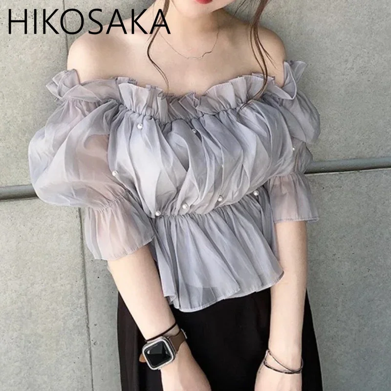 2025 Summer New Japan Style Elegant Blouse Slash Neck Off Shoulder Puff Sleeve Ruffled Shirts Solid All-match Sweet Blusas Mujer
2025 Summer New Japan Style Elegant Blouse Slash Neck Off Shoulder Puff Sleeve Ruffled Shirts Solid All-match Sweet Blusas Mujer
