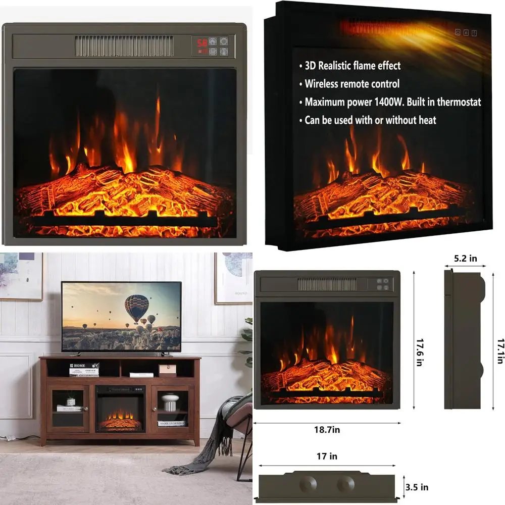 18 Space-Saving Electric Fireplace Insert with Remote, Adjustable Flame, Ideal for TV Stands
18 Space-Saving Electric Fireplace Insert with Remote, Adjustable Flame, Ideal for TV Stands